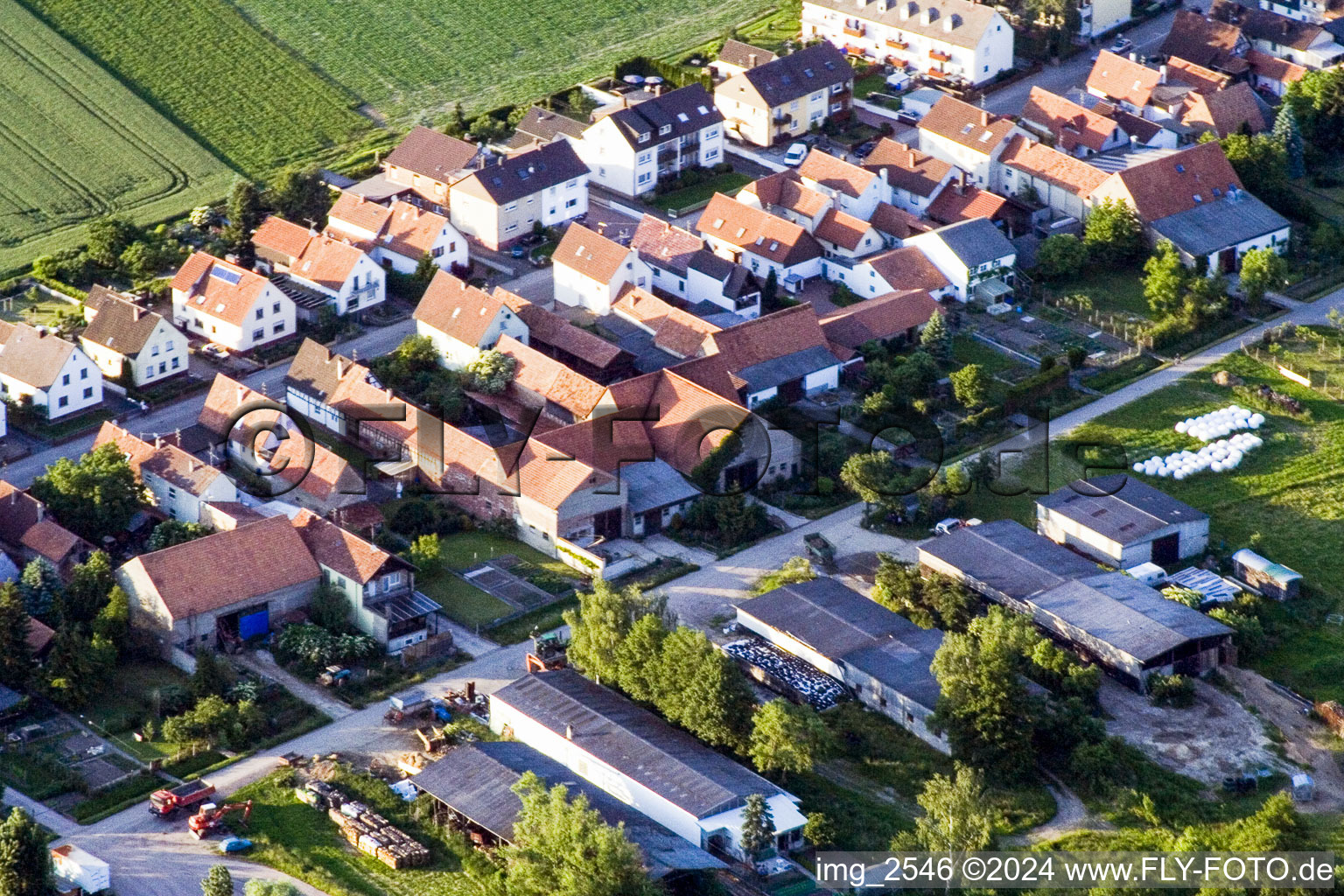 Drone recording of Saarstr in Kandel in the state Rhineland-Palatinate, Germany