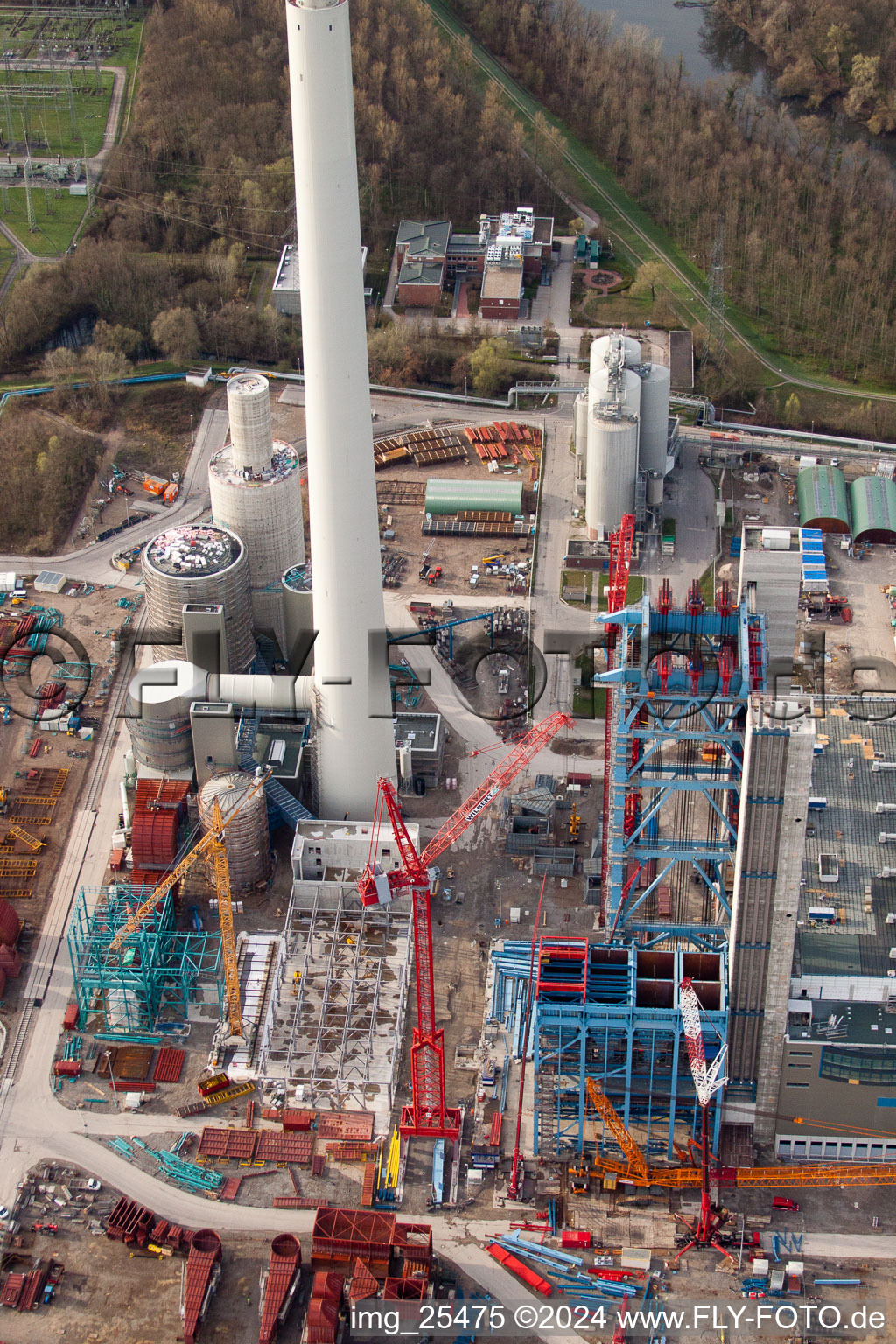 ENBW power plant in the district Rheinhafen in Karlsruhe in the state Baden-Wuerttemberg, Germany out of the air