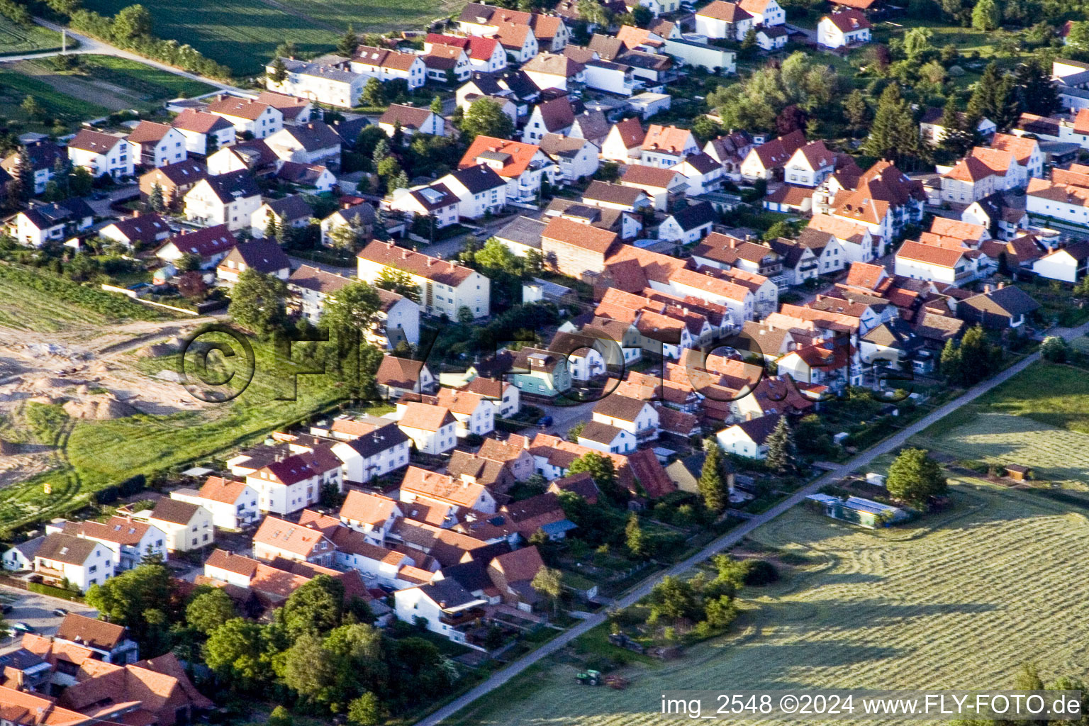 Saarstr in Kandel in the state Rhineland-Palatinate, Germany from the drone perspective