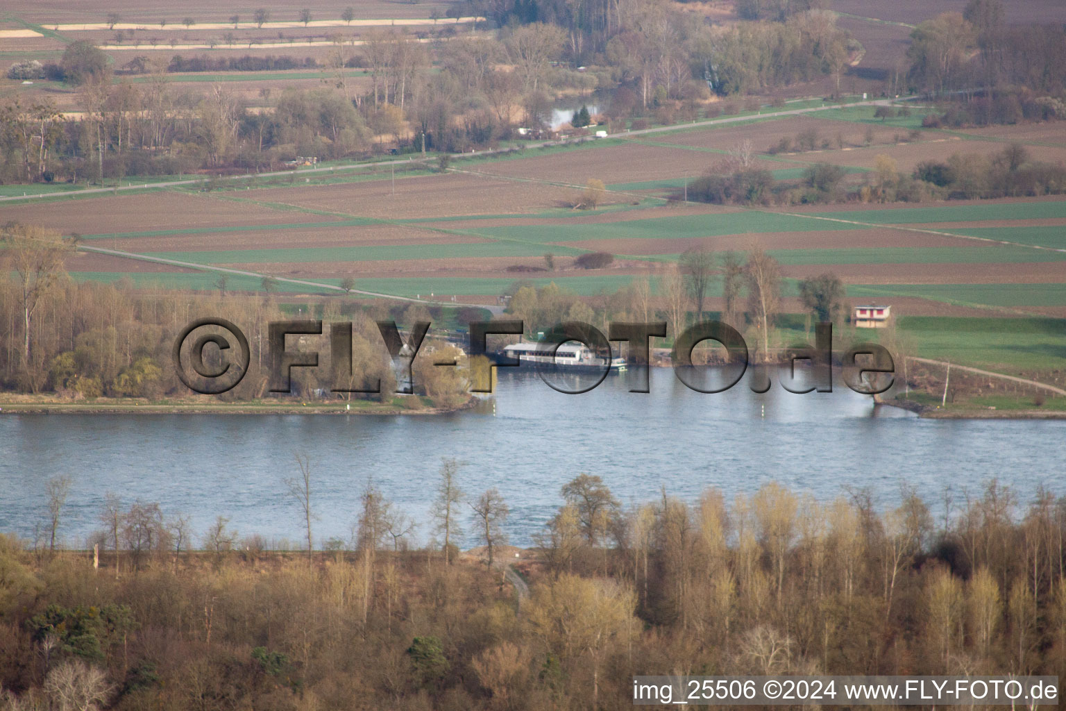 Lautermouth in Neuburg in the state Rhineland-Palatinate, Germany from the plane