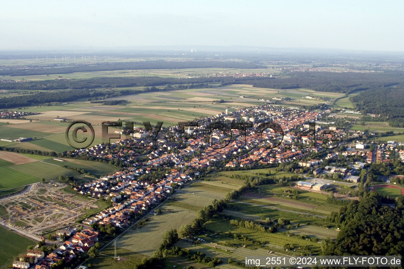 From the southwest in Kandel in the state Rhineland-Palatinate, Germany from the plane