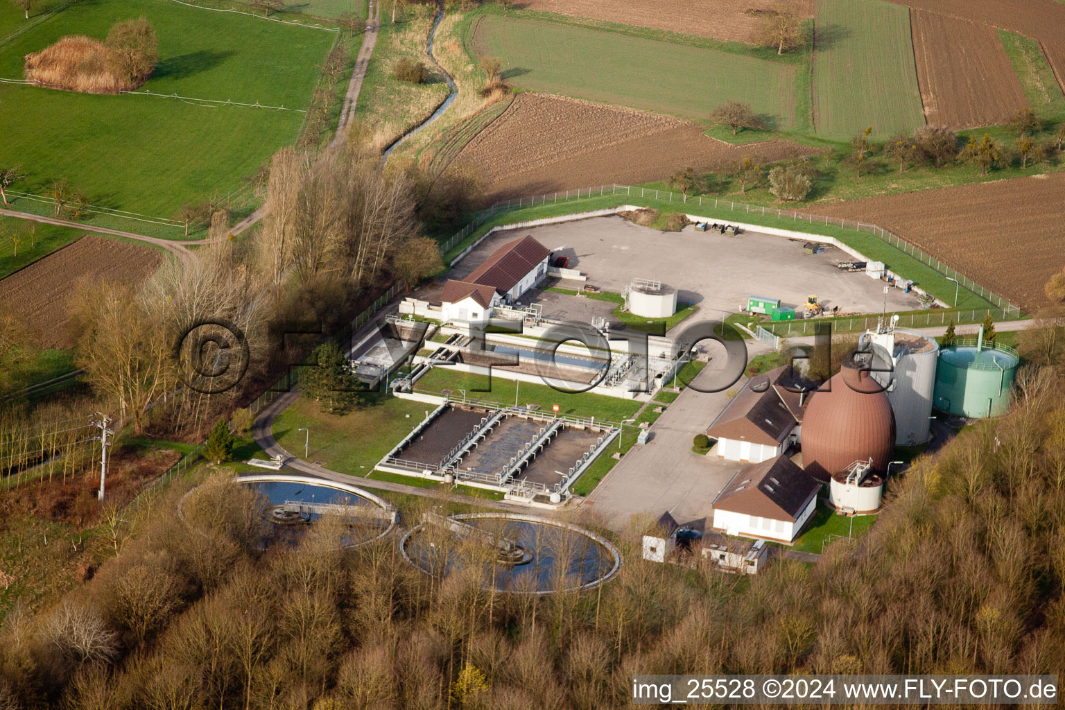 Durmersheim sewage treatment plant in Au am Rhein in the state Baden-Wuerttemberg, Germany