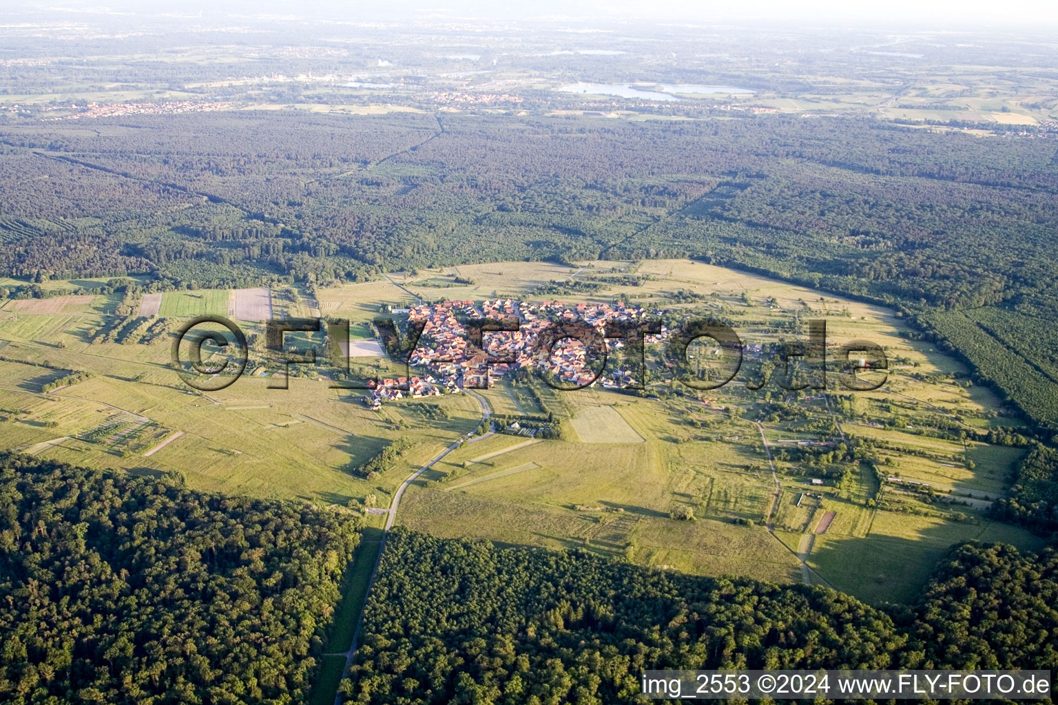 District Büchelberg in Wörth am Rhein in the state Rhineland-Palatinate, Germany from above