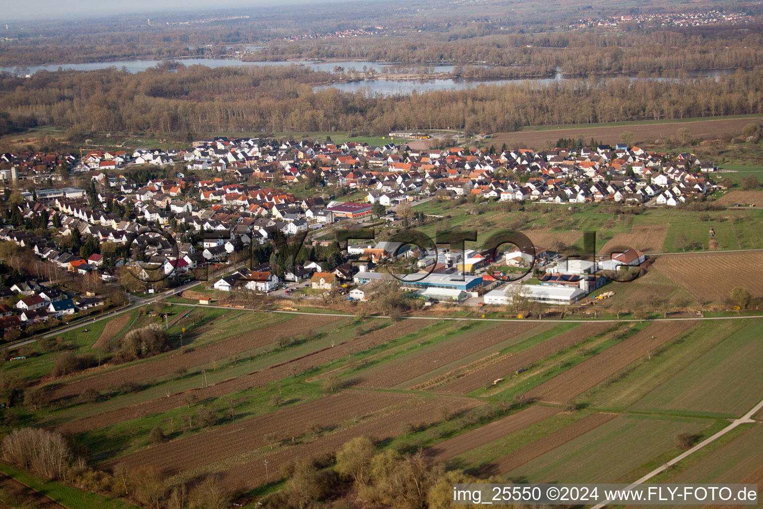 District Illingen in Elchesheim-Illingen in the state Baden-Wuerttemberg, Germany from above