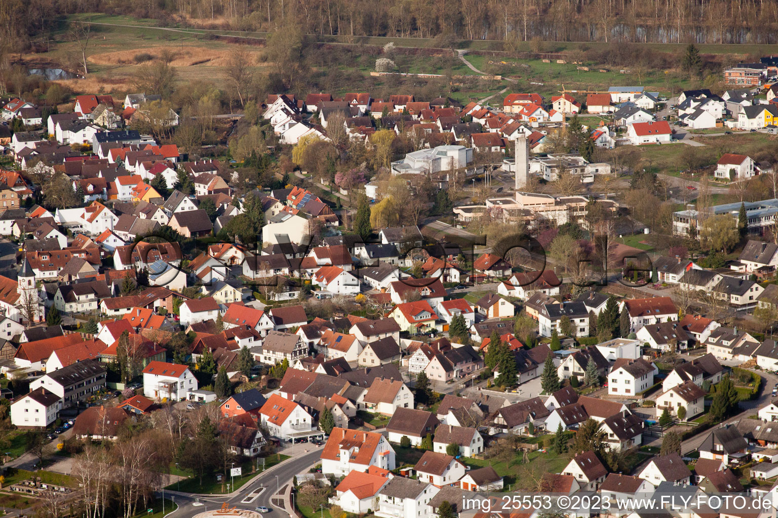 Elchesheim in the state Baden-Wuerttemberg, Germany from the plane
