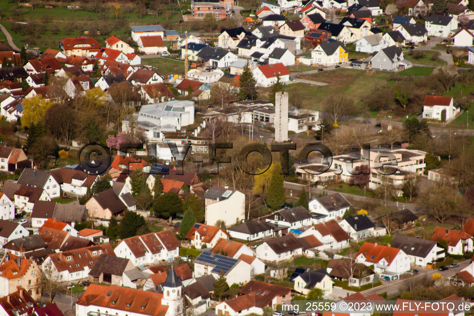 Elchesheim in the state Baden-Wuerttemberg, Germany from the drone perspective