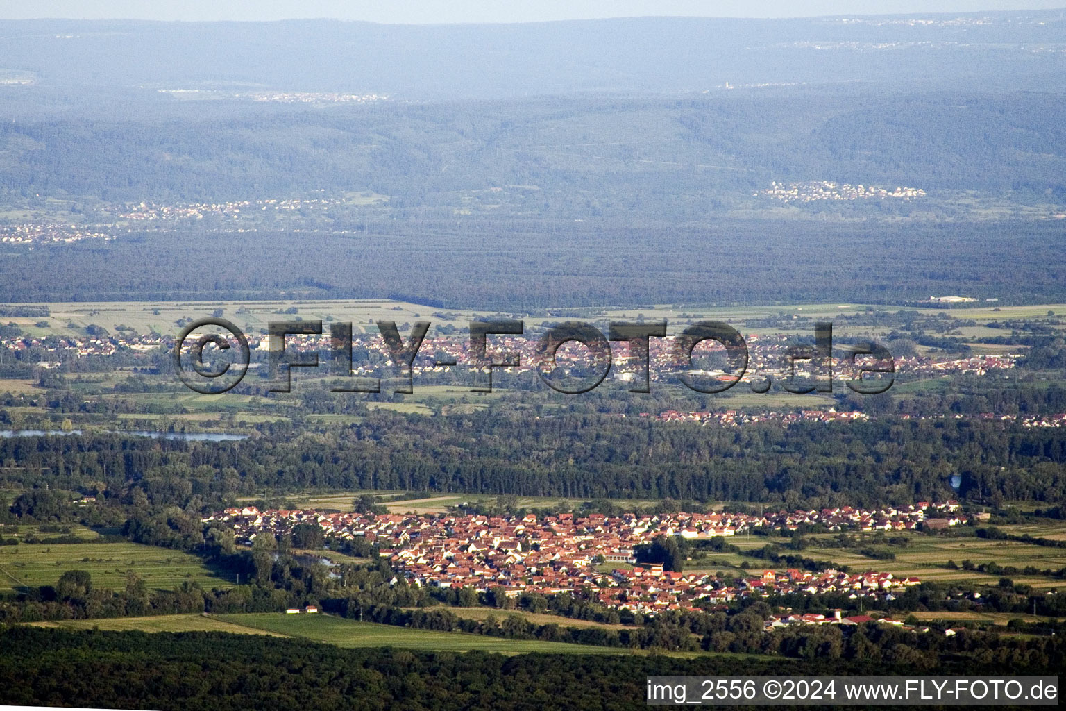 Bird's eye view of Neuburg in the state Rhineland-Palatinate, Germany