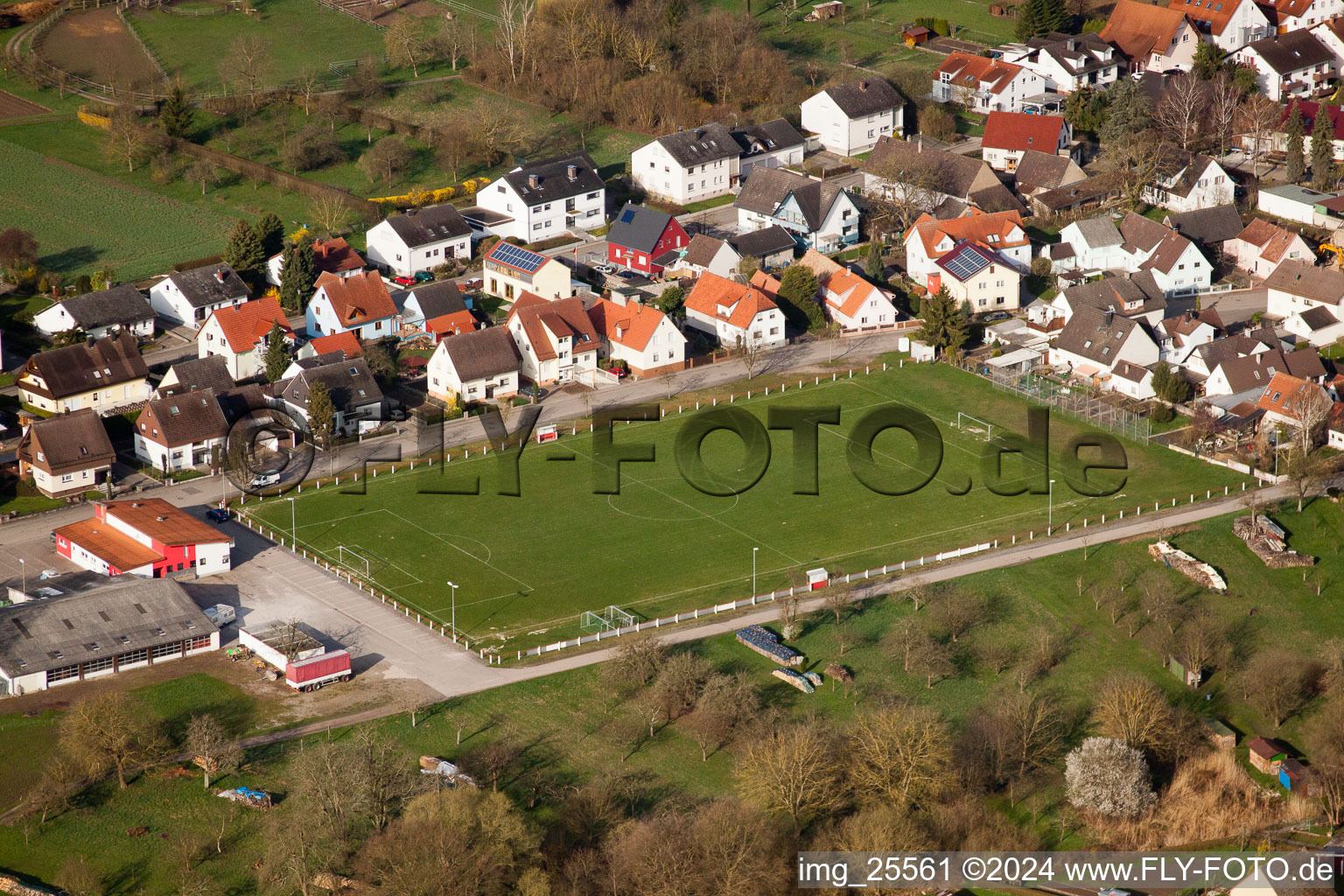 Sports field in the district Illingen in Elchesheim-Illingen in the state Baden-Wuerttemberg, Germany