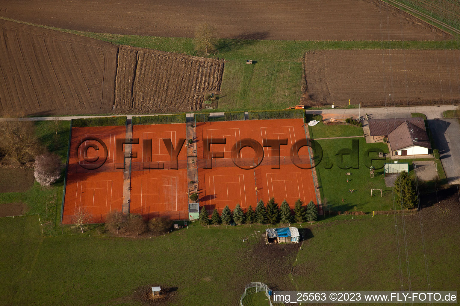 Aerial photograpy of Elchesheim in the state Baden-Wuerttemberg, Germany