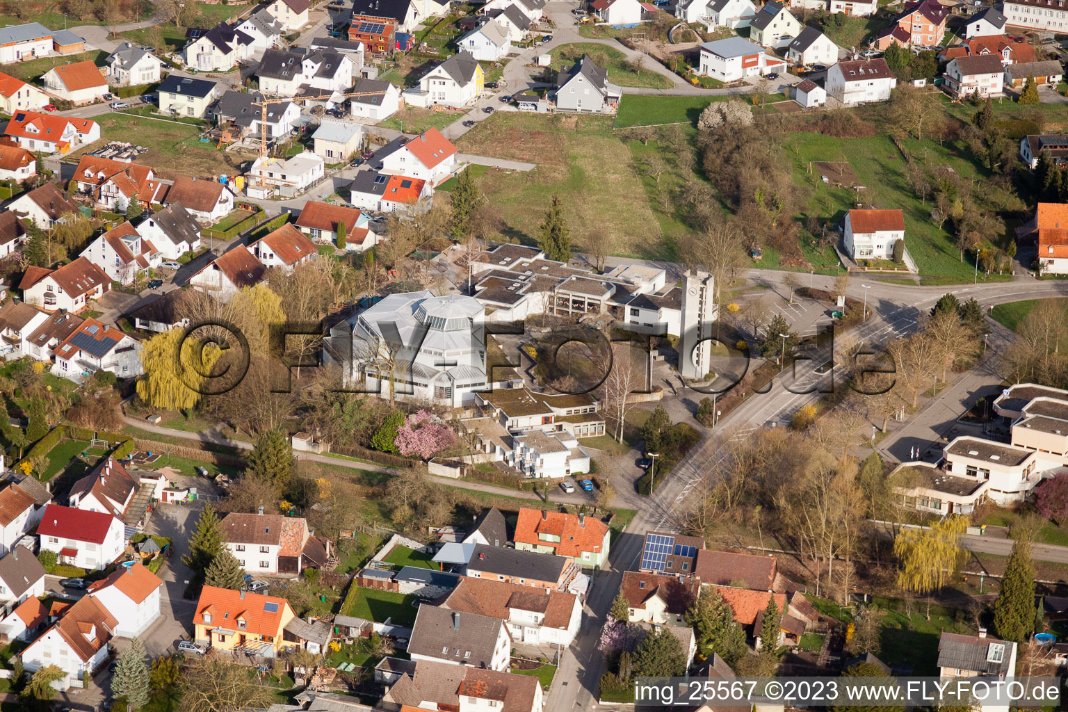 Elchesheim in the state Baden-Wuerttemberg, Germany seen from above