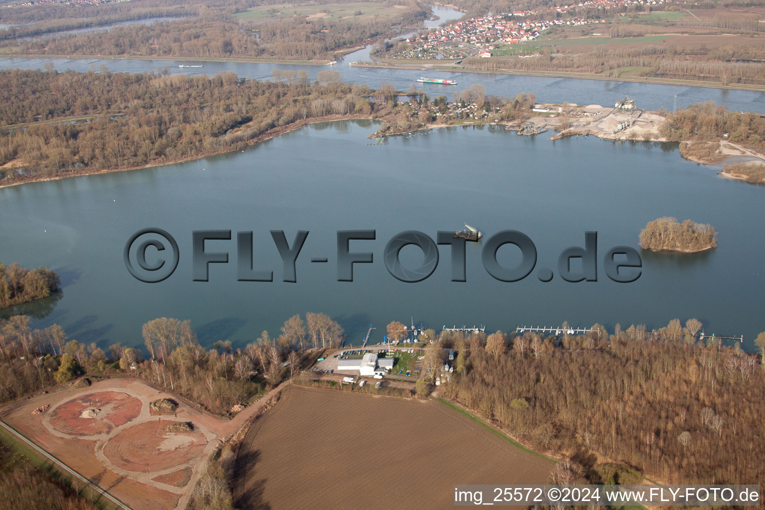 Lake Island on the Gold Channel in Steinmauern in the state Baden-Wuerttemberg, Germany