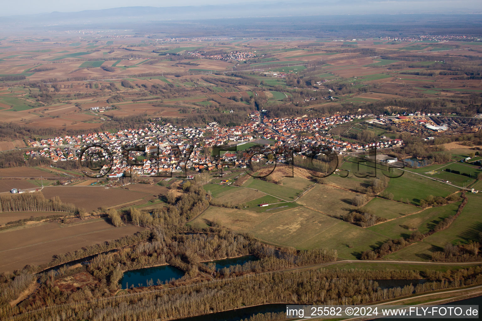 Mothern in the state Bas-Rhin, France seen from above