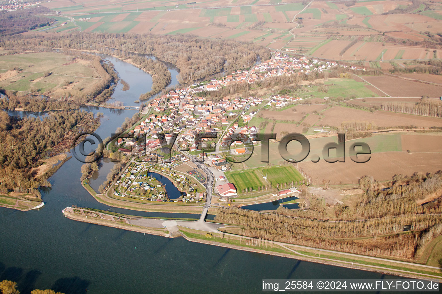 Aerial view of Munchhausen in the state Bas-Rhin, France