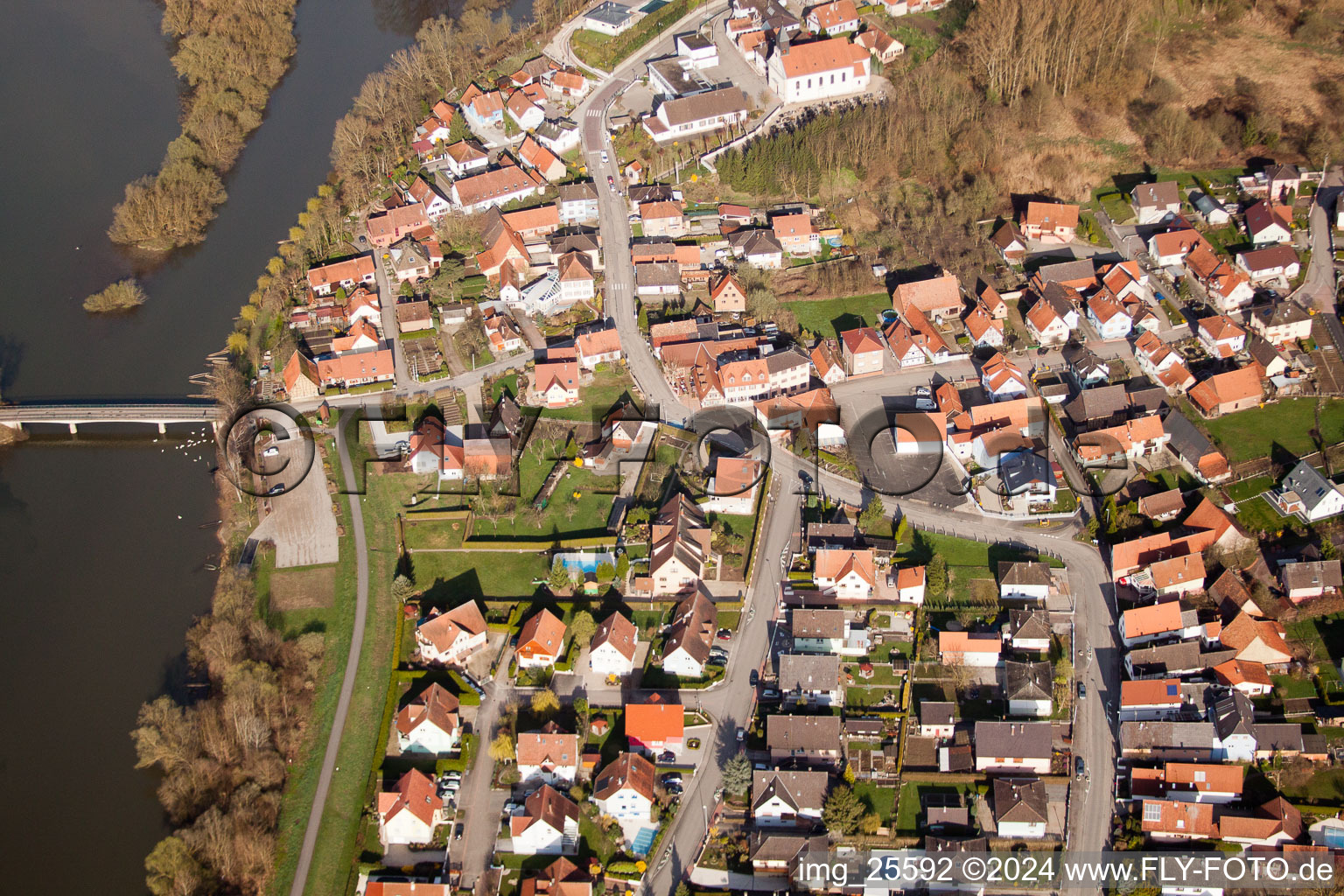 Munchhausen in the state Bas-Rhin, France viewn from the air