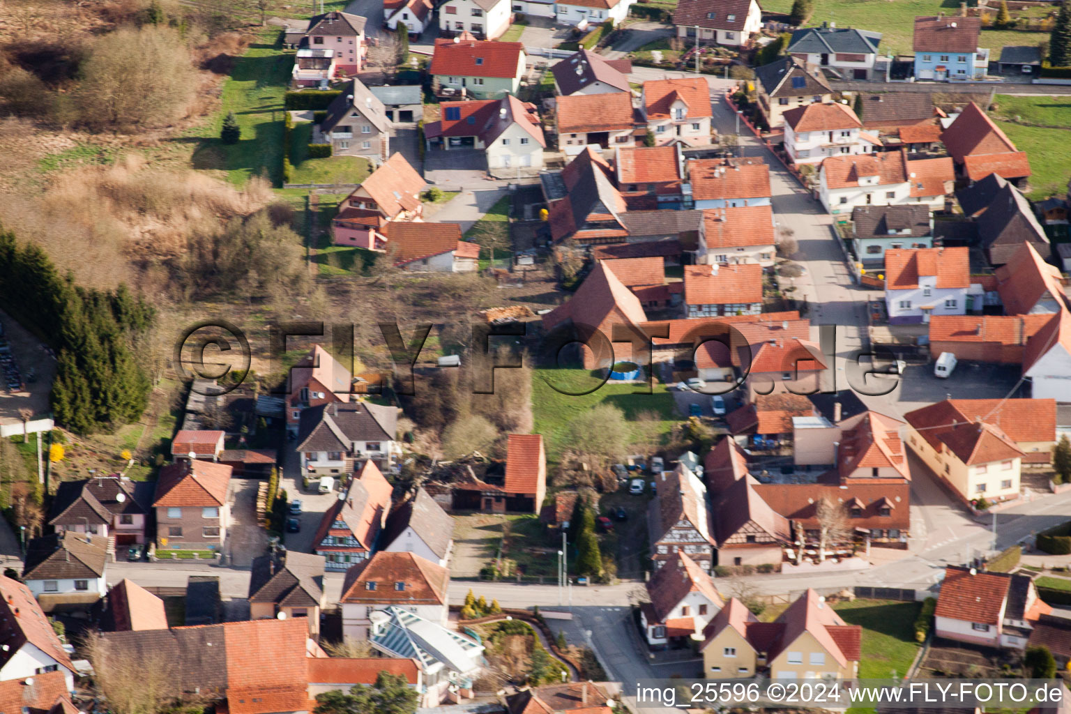 Munchhausen in the state Bas-Rhin, France from a drone