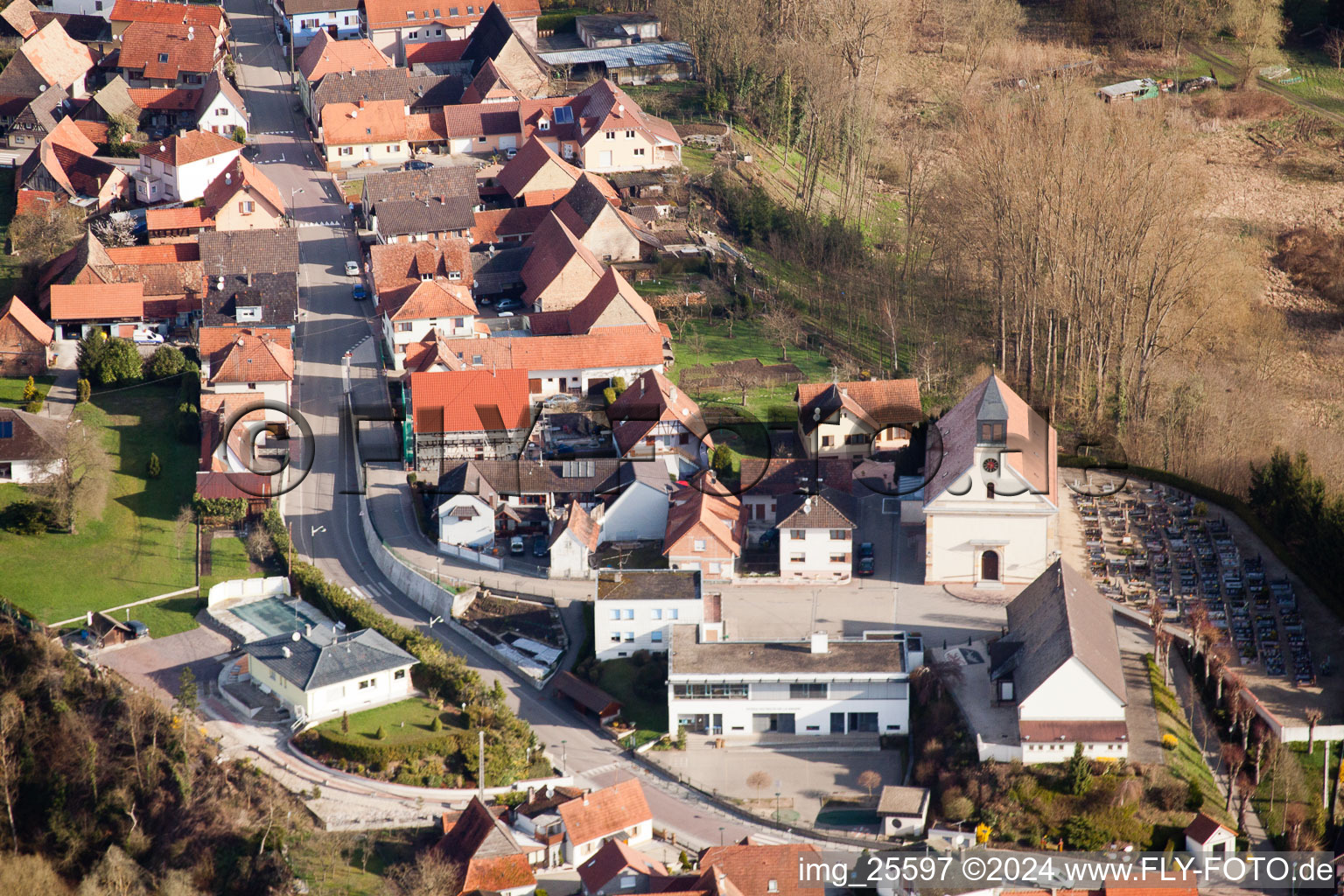 Munchhausen in the state Bas-Rhin, France seen from a drone