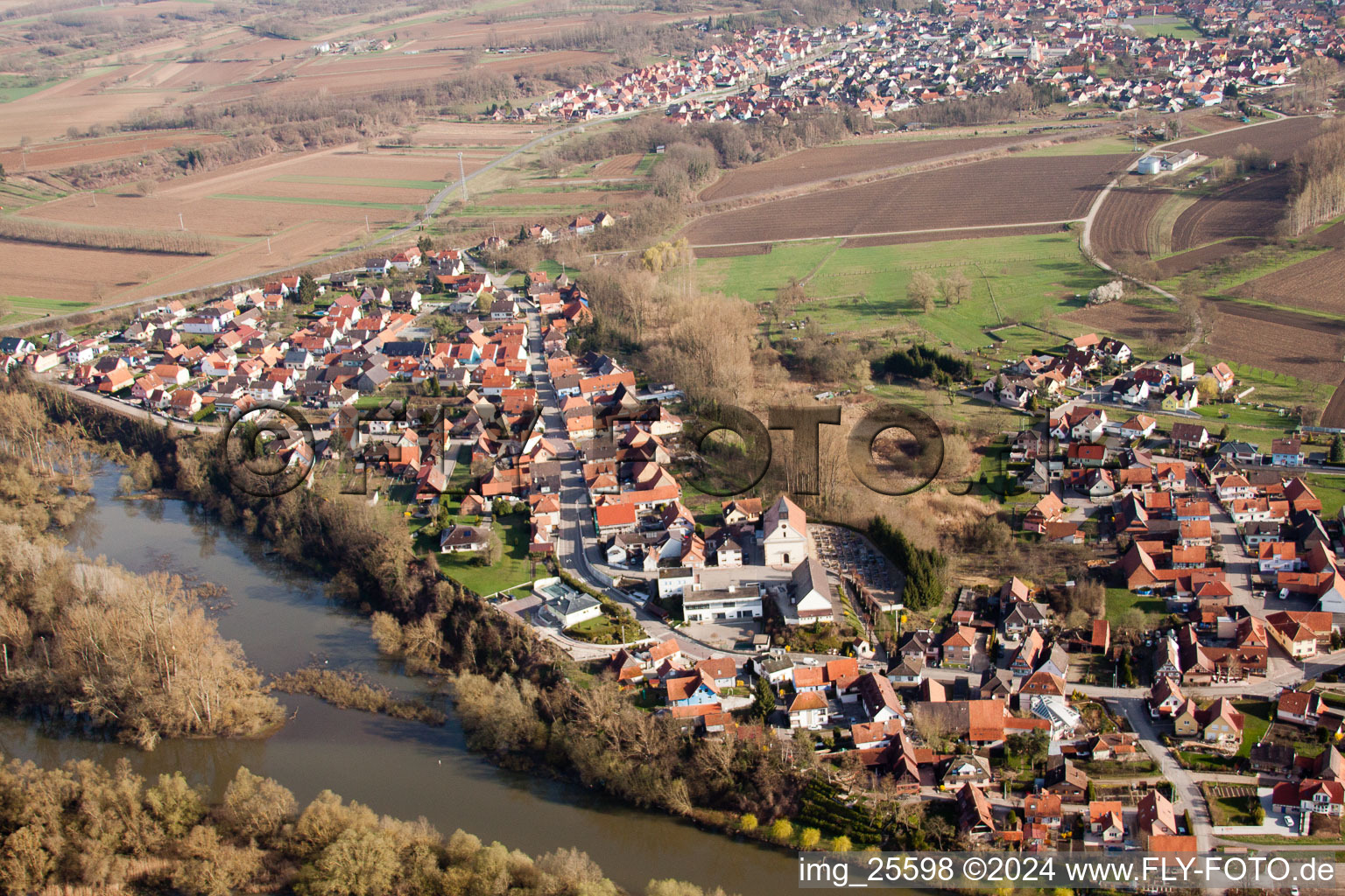 Aerial view of Munchhausen in the state Bas-Rhin, France