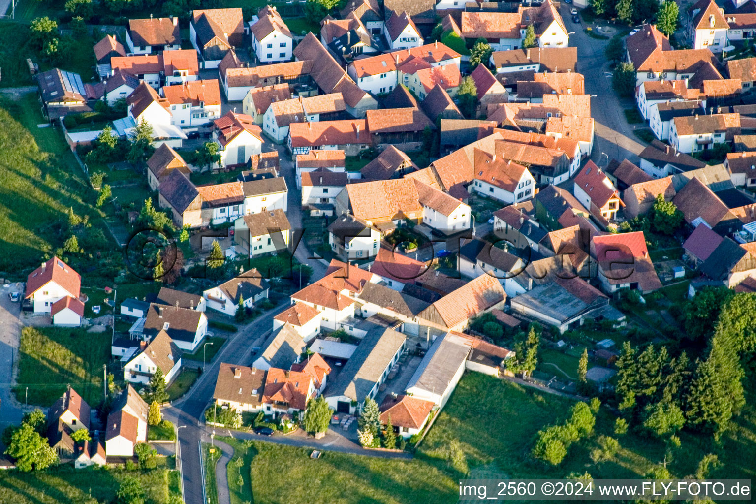 District Büchelberg in Wörth am Rhein in the state Rhineland-Palatinate, Germany seen from above