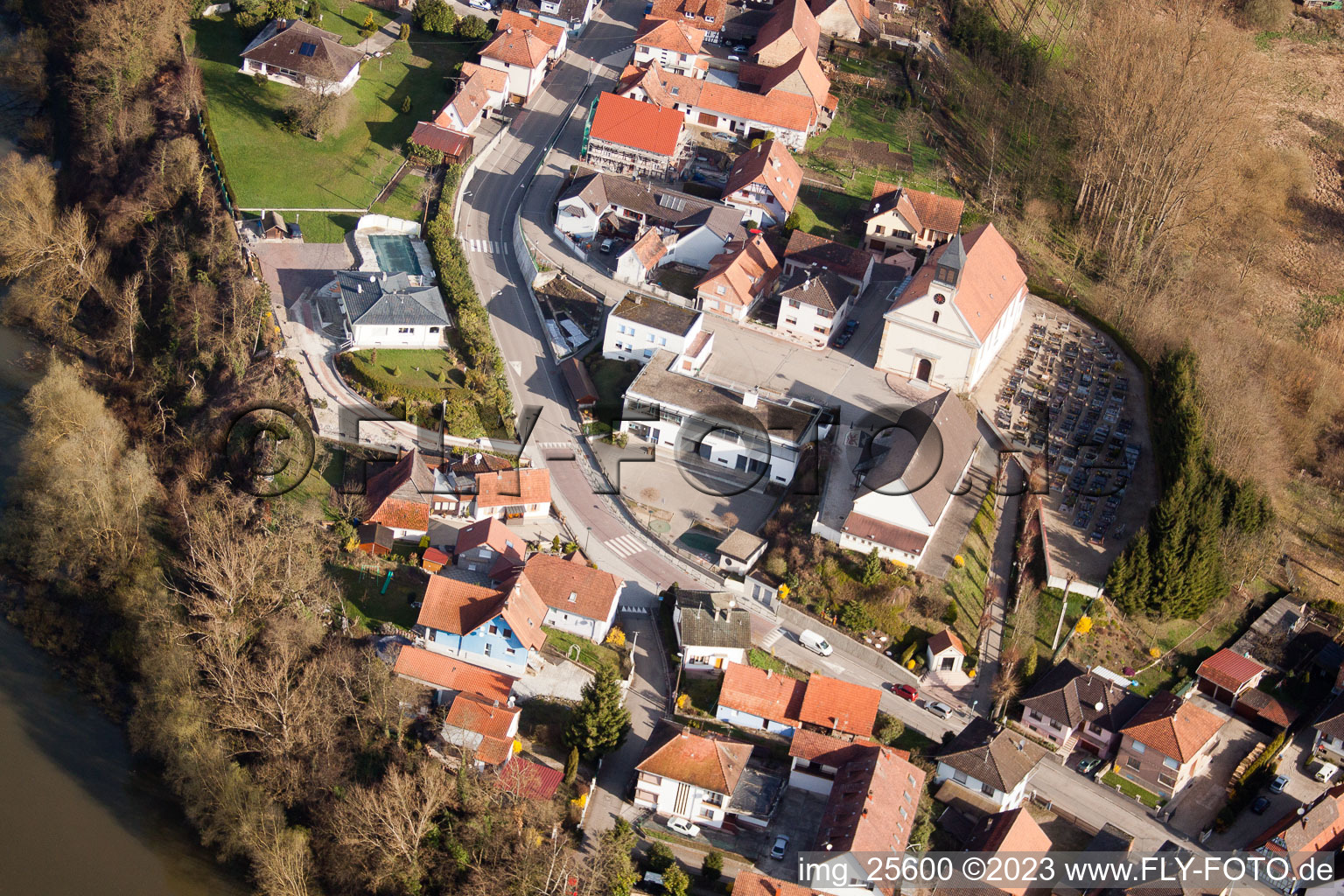 Aerial photograpy of Munchhausen in the state Bas-Rhin, France