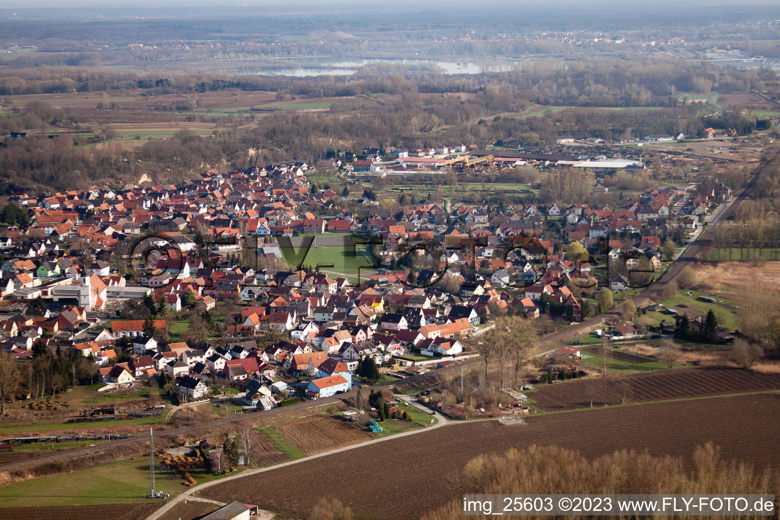 Bird's eye view of Mothern in the state Bas-Rhin, France
