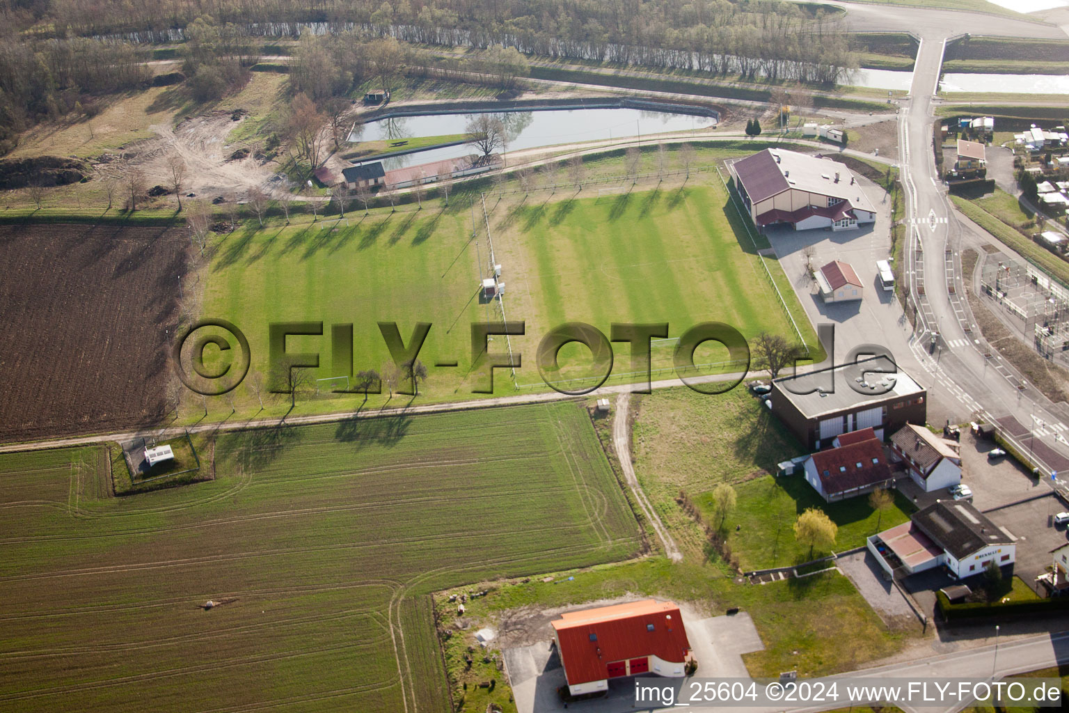 Munchhausen in the state Bas-Rhin, France from above