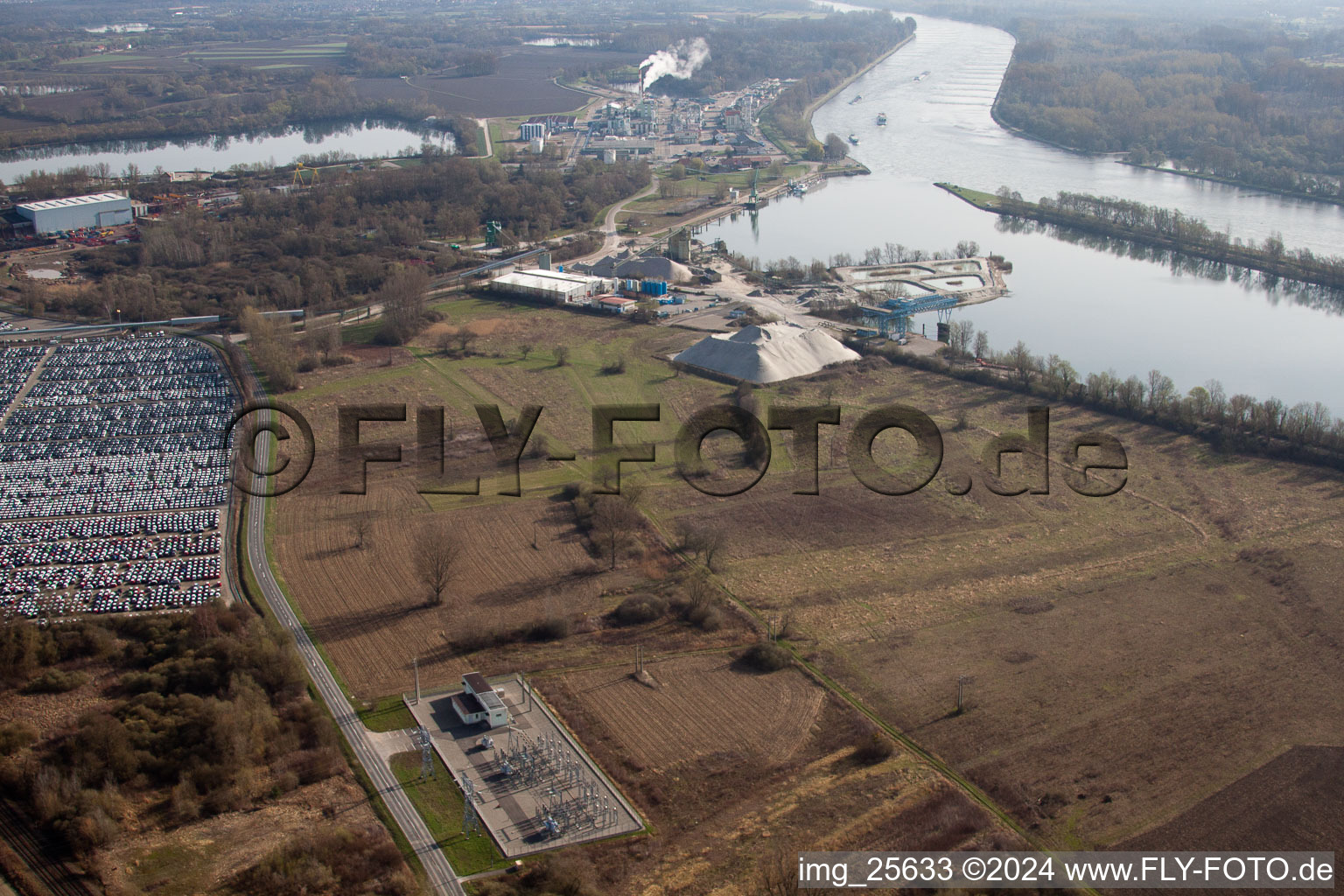 Aerial photograpy of Harbor in Lauterbourg in the state Bas-Rhin, France