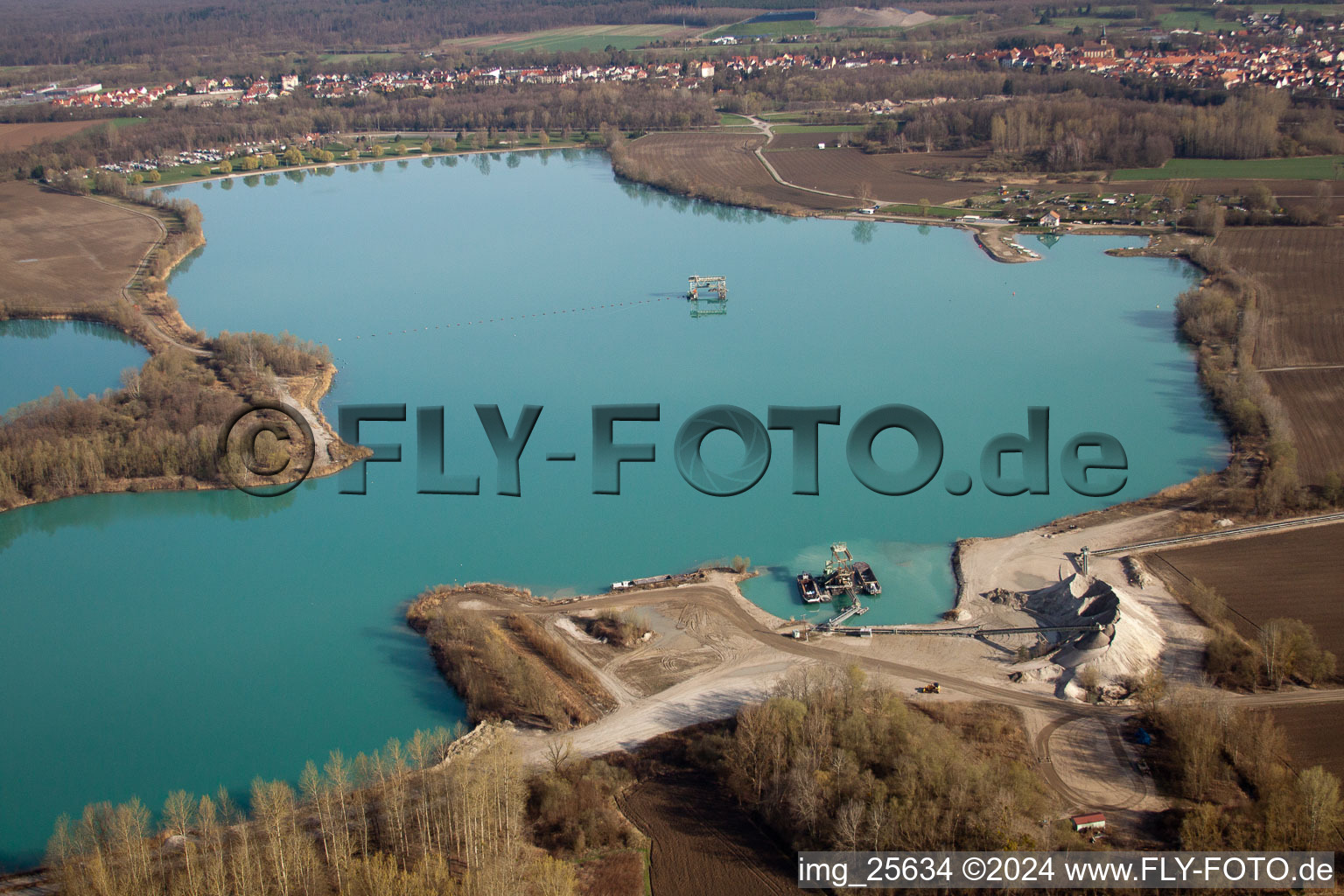 Oblique view of Harbor in Lauterbourg in the state Bas-Rhin, France