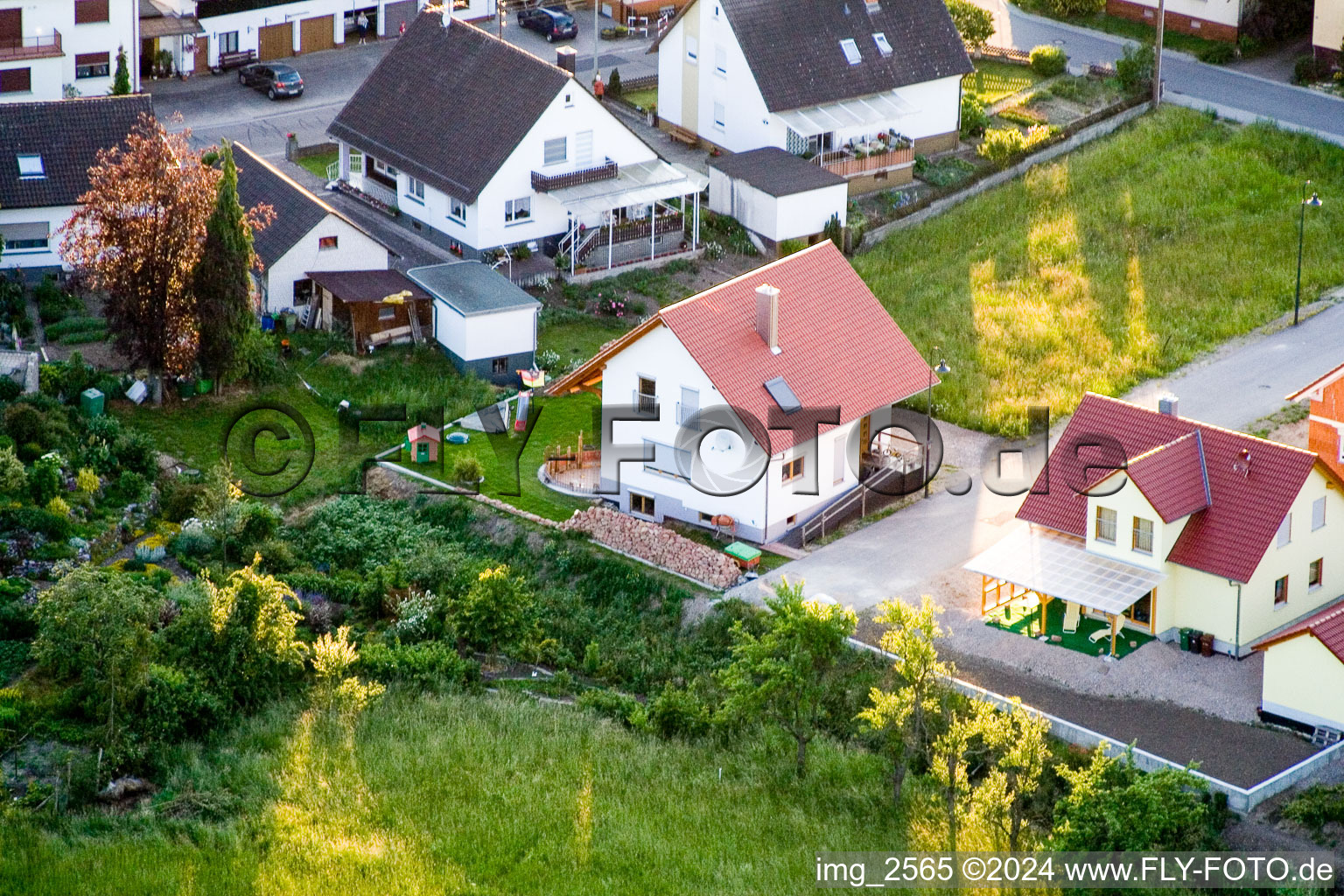 Bird's eye view of District Büchelberg in Wörth am Rhein in the state Rhineland-Palatinate, Germany