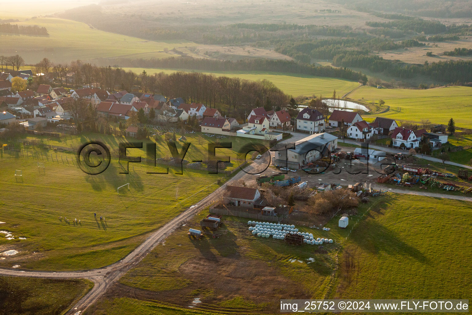 Aerial view of District Gossel in Geratal in the state Thuringia, Germany