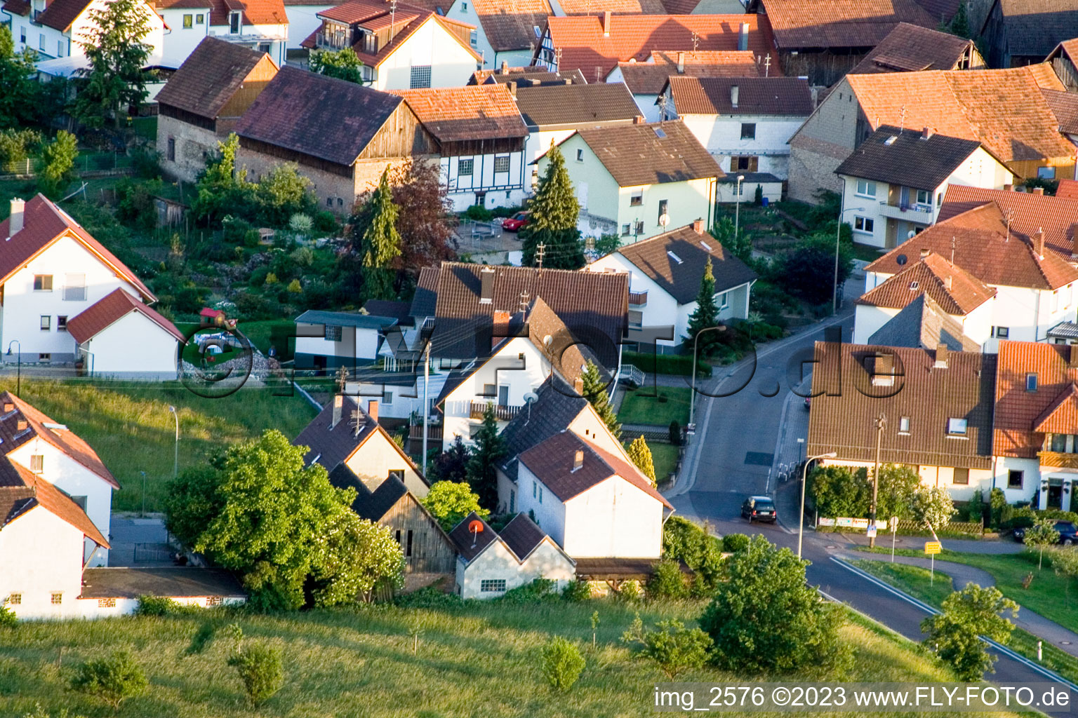 Drone image of District Büchelberg in Wörth am Rhein in the state Rhineland-Palatinate, Germany