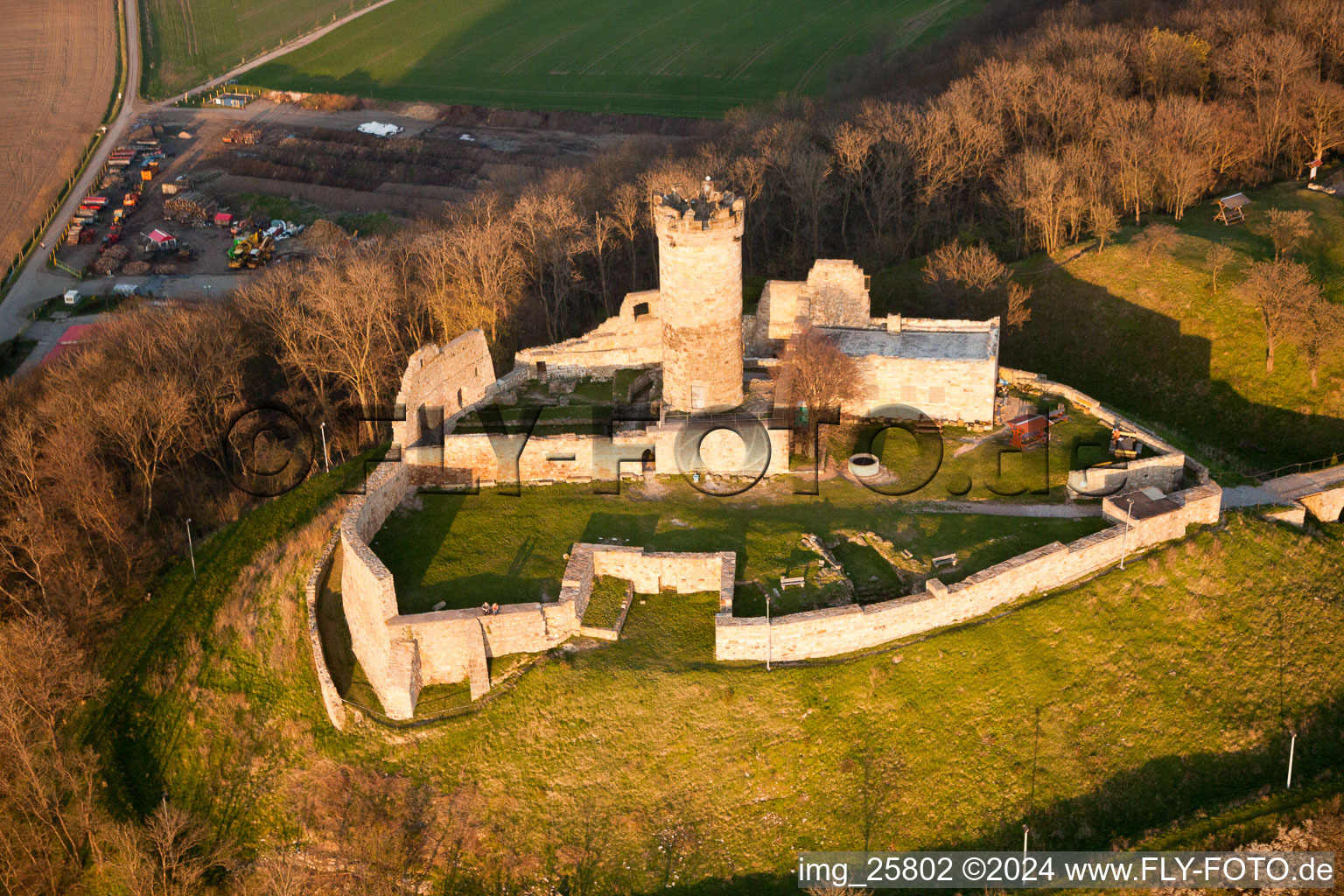 Aerial view of Mühlburg in the district Mühlberg in Drei Gleichen in the state Thuringia, Germany