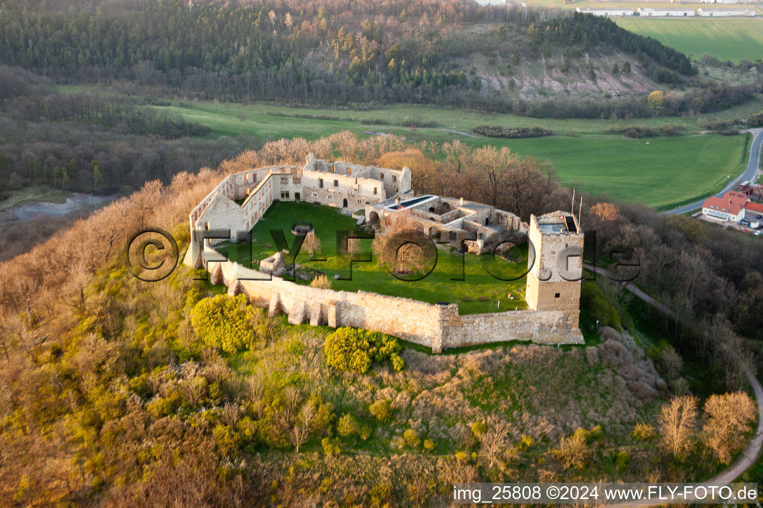 Aerial photograpy of Gleichen Castle in Ringhofen in the state Thuringia, Germany