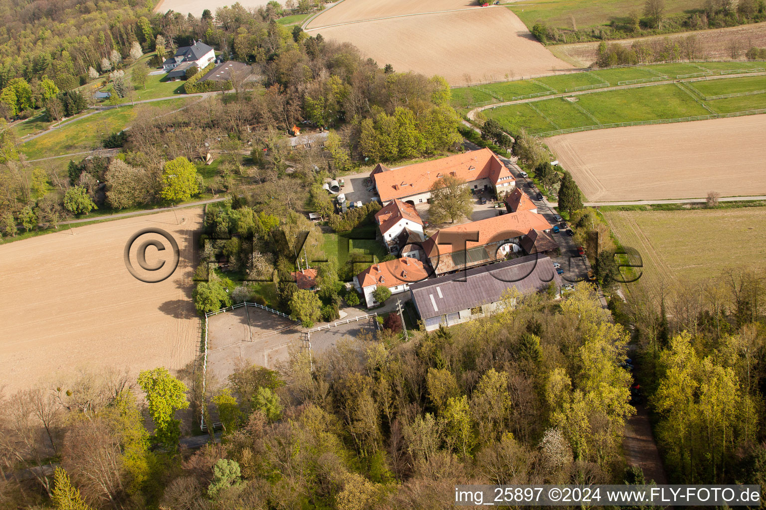 Aerial photograpy of Rittnerhof in the district Durlach in Karlsruhe in the state Baden-Wuerttemberg, Germany