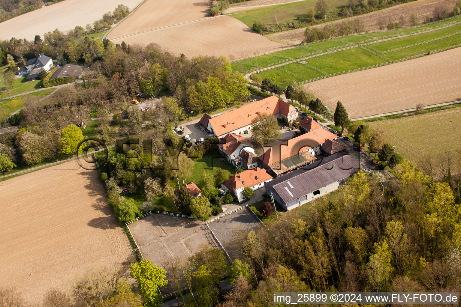 Rittnerhof in the district Durlach in Karlsruhe in the state Baden-Wuerttemberg, Germany from above