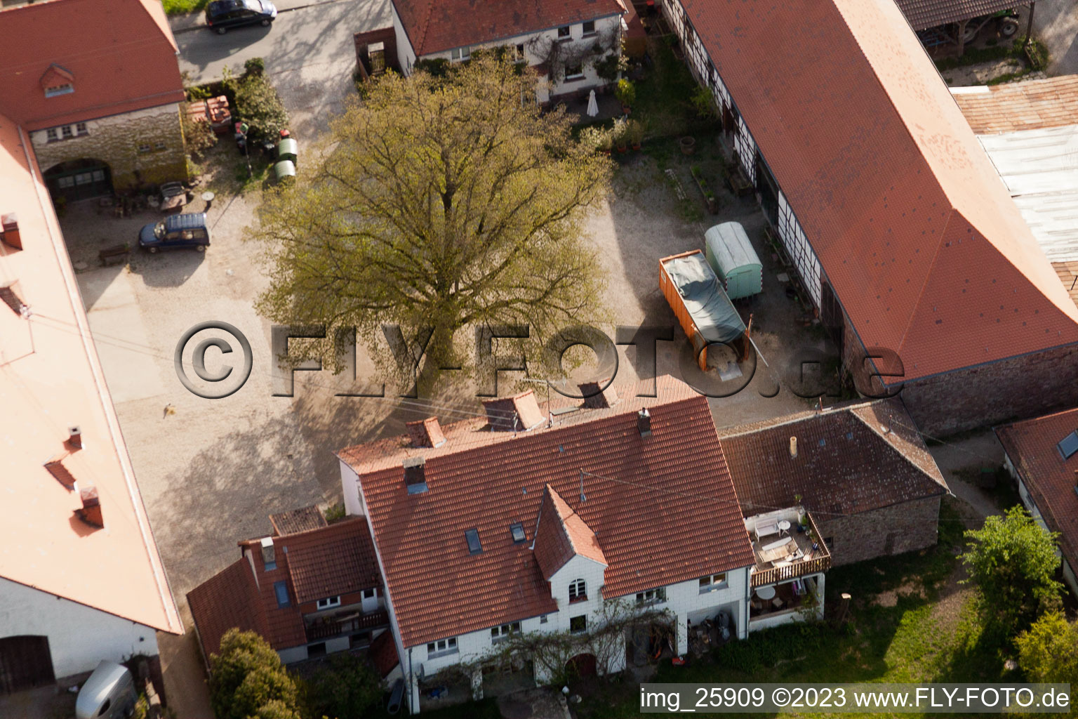 Drone recording of Rittnerthof in the district Durlach in Karlsruhe in the state Baden-Wuerttemberg, Germany