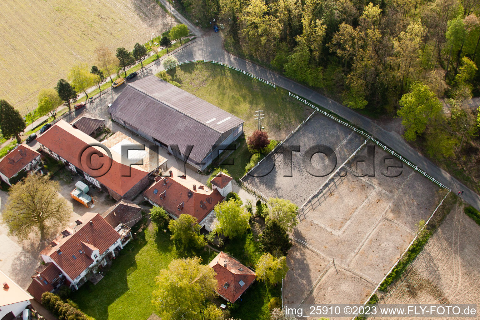 Drone image of Rittnerthof in the district Durlach in Karlsruhe in the state Baden-Wuerttemberg, Germany
