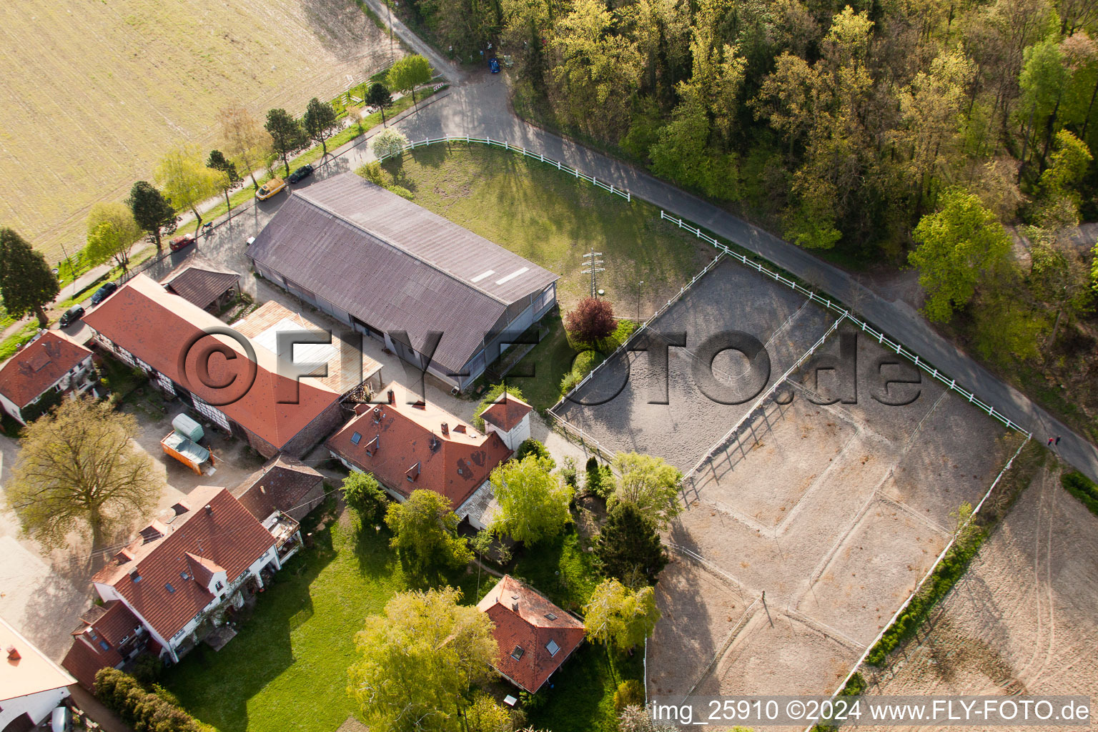 Drone image of Rittnerhof in the district Durlach in Karlsruhe in the state Baden-Wuerttemberg, Germany