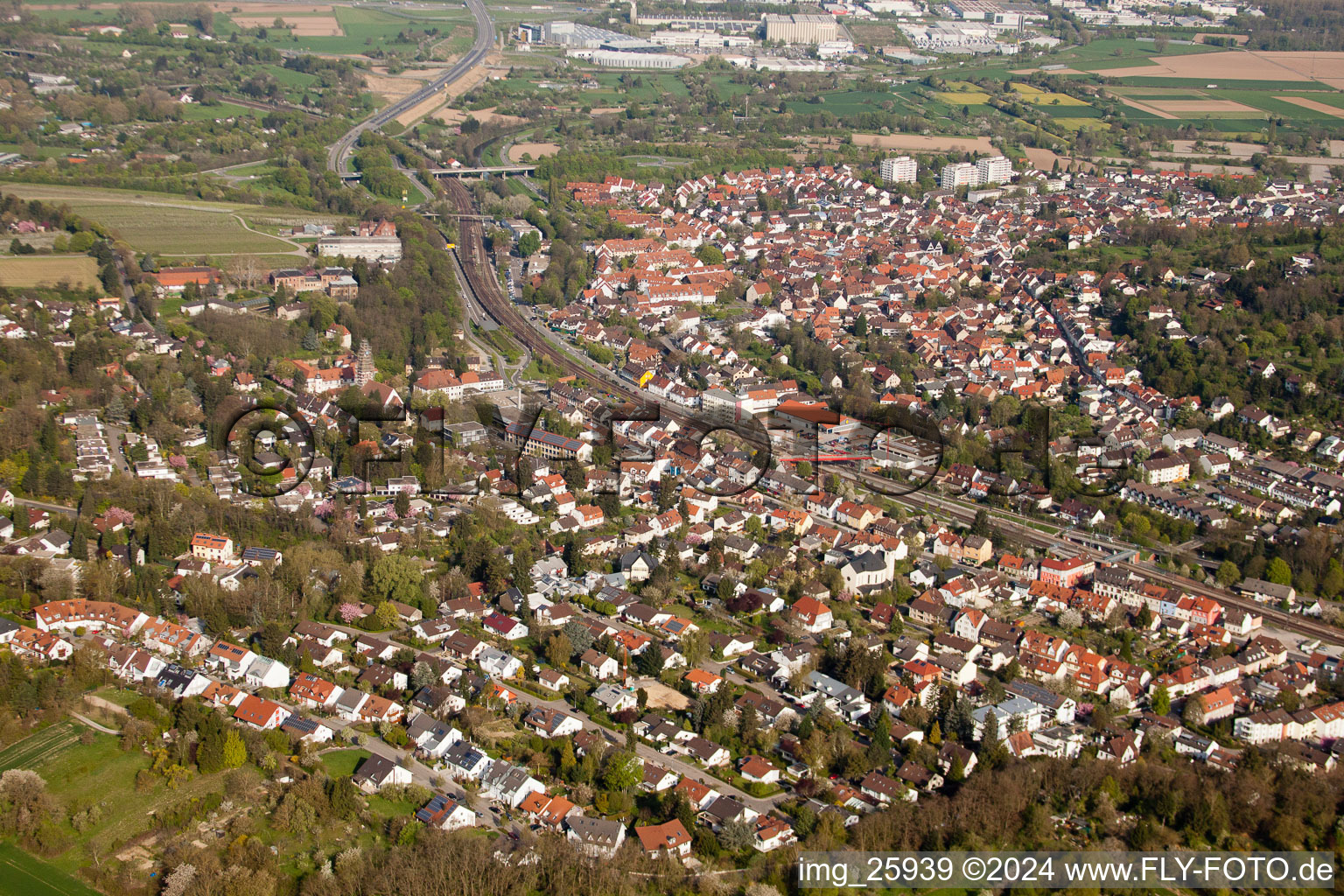 From the southeast in the district Grötzingen in Karlsruhe in the state Baden-Wuerttemberg, Germany