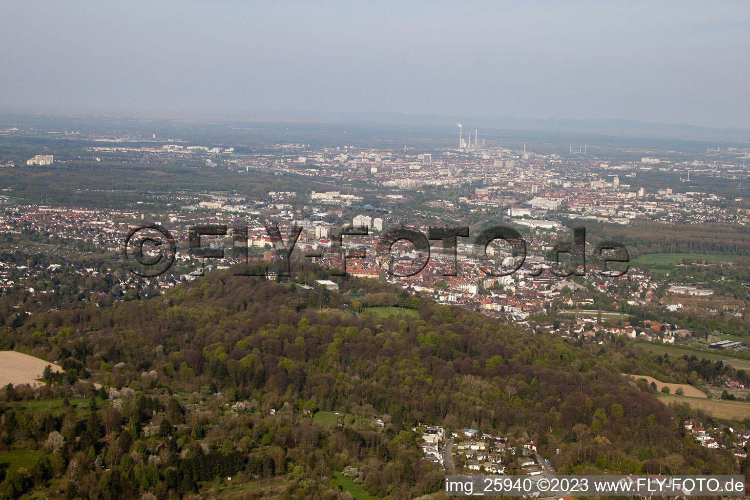 Turmberg from the east in the district Durlach in Karlsruhe in the state Baden-Wuerttemberg, Germany