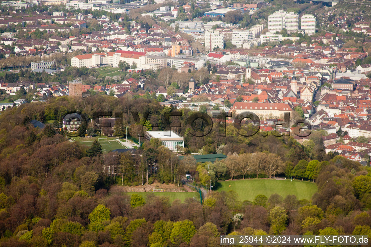 Durlach Turmberg from the east in the district Grötzingen in Karlsruhe in the state Baden-Wuerttemberg, Germany