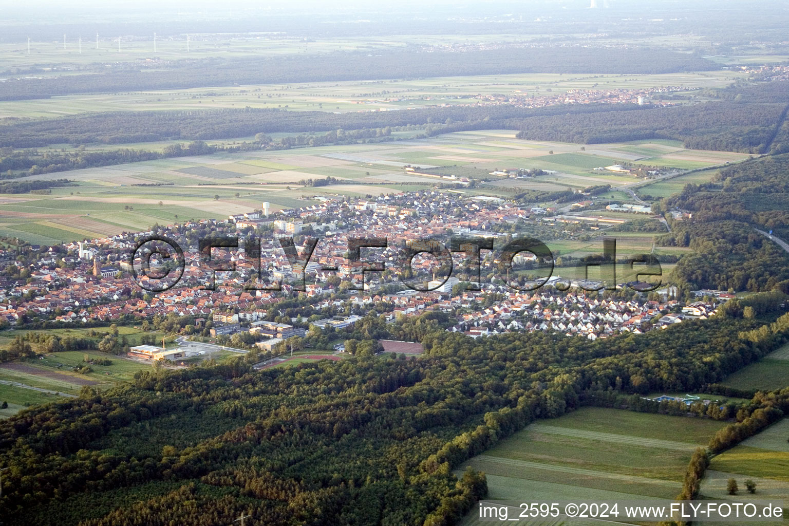 Bird's eye view of From the southwest in Kandel in the state Rhineland-Palatinate, Germany