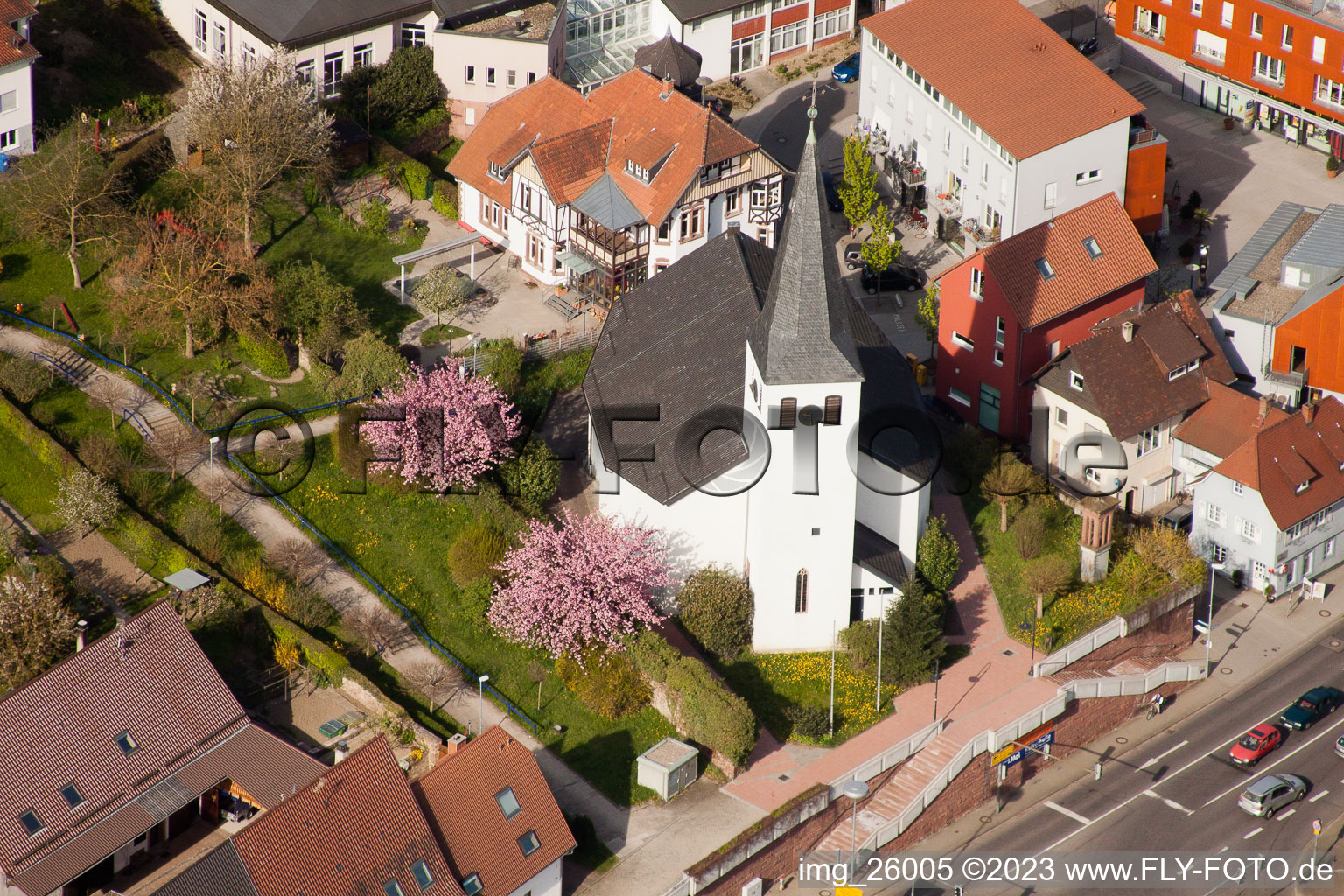 Protestant church in the district Berghausen in Pfinztal in the state Baden-Wuerttemberg, Germany