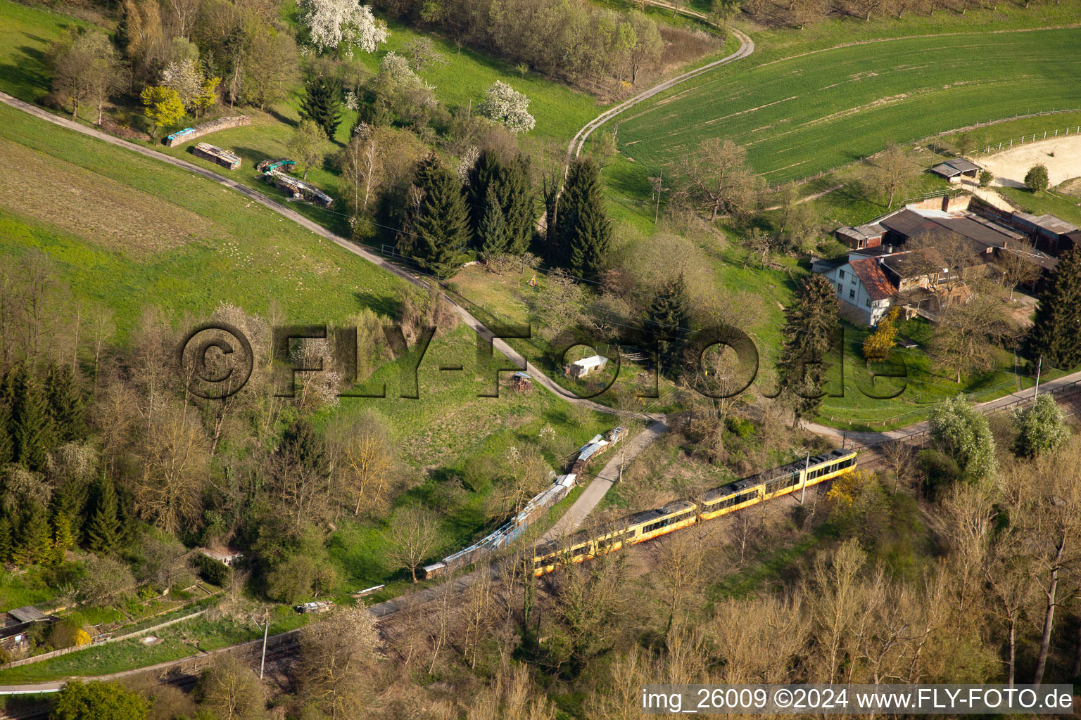 S-Bahn in the district Berghausen in Pfinztal in the state Baden-Wuerttemberg, Germany