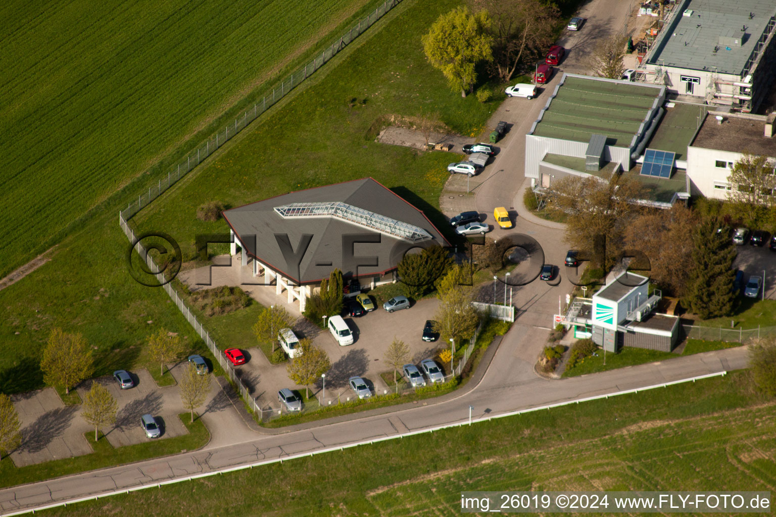 Fraunhofer Institute for Chemical Technology (ICT) in the district Berghausen in Pfinztal in the state Baden-Wuerttemberg, Germany seen from above