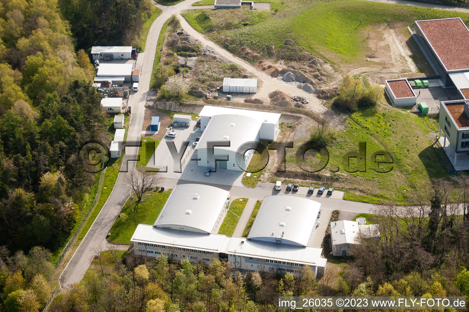 Pfinztal, Fraunhofer Institute for Chemical Technology (ICT) in the district Grötzingen in Karlsruhe in the state Baden-Wuerttemberg, Germany from the drone perspective