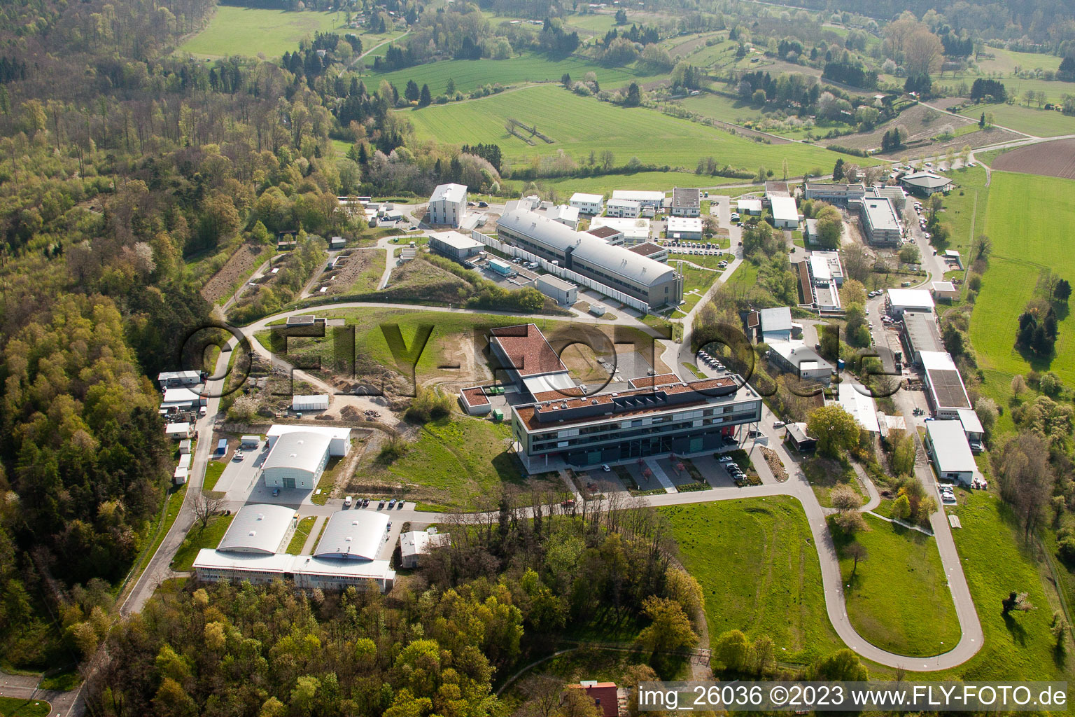 Pfinztal, Fraunhofer Institute for Chemical Technology (ICT) in the district Grötzingen in Karlsruhe in the state Baden-Wuerttemberg, Germany from a drone