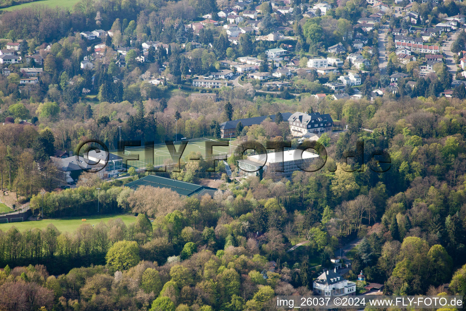 Sports school Schöneck behind the Turmberg in the district Durlach in Karlsruhe in the state Baden-Wuerttemberg, Germany