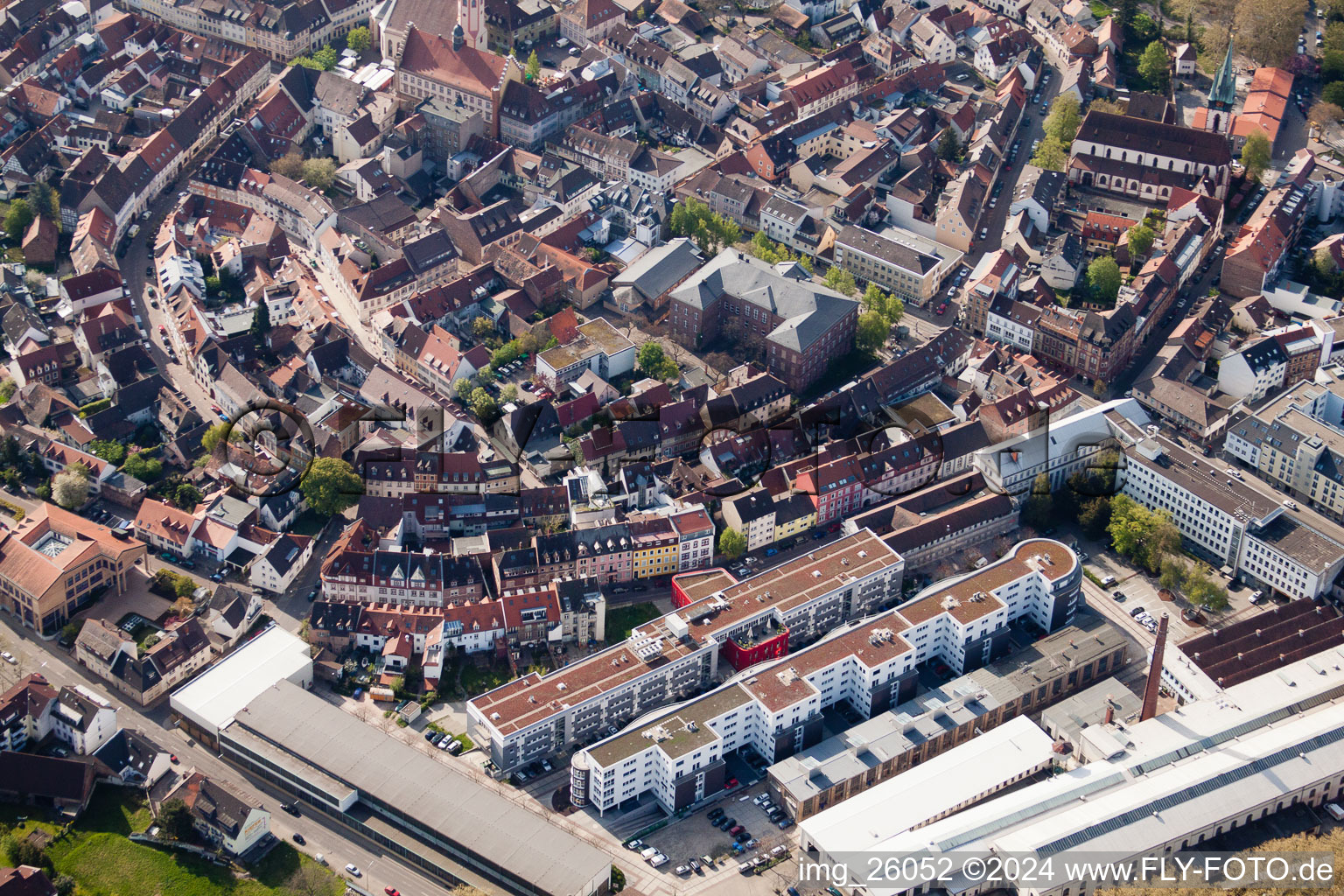 Oblique view of To the foundry in the district Durlach in Karlsruhe in the state Baden-Wuerttemberg, Germany