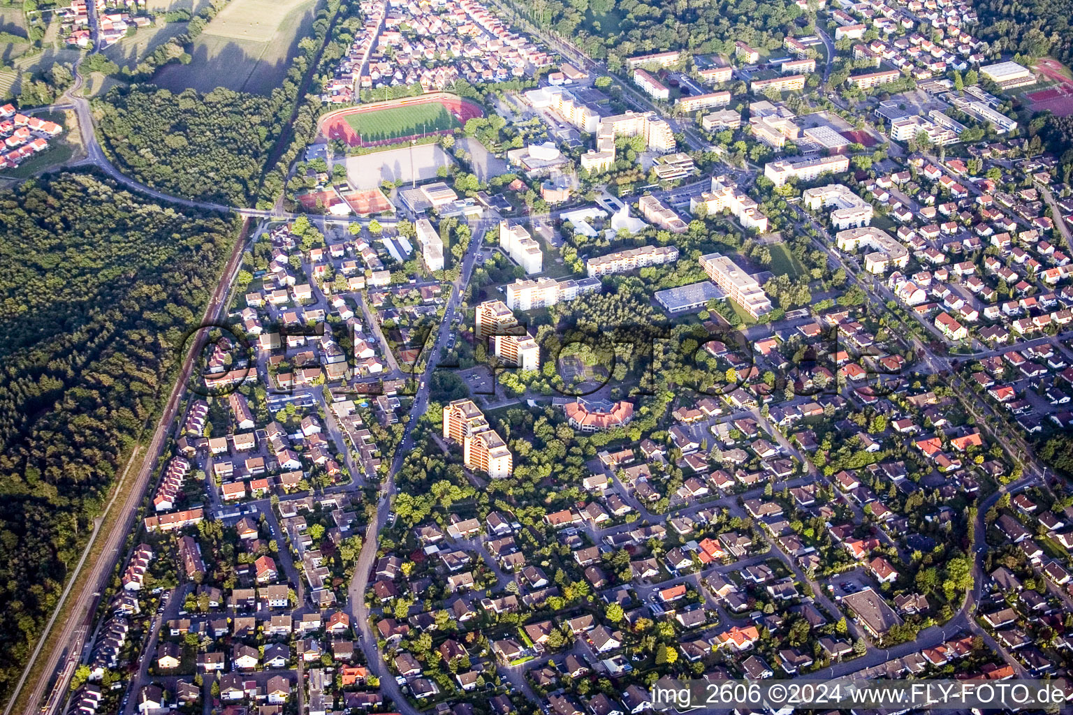 Dorschberg in Wörth am Rhein in the state Rhineland-Palatinate, Germany from above