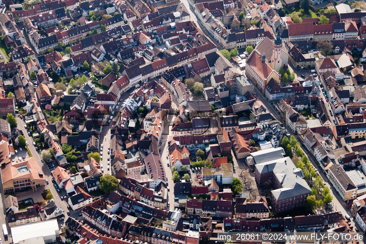 City view of the city area of in Karlsruhe in the state Baden-Wurttemberg